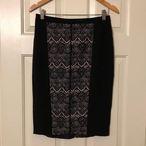 Pencil skirt with pale pink lace detailing